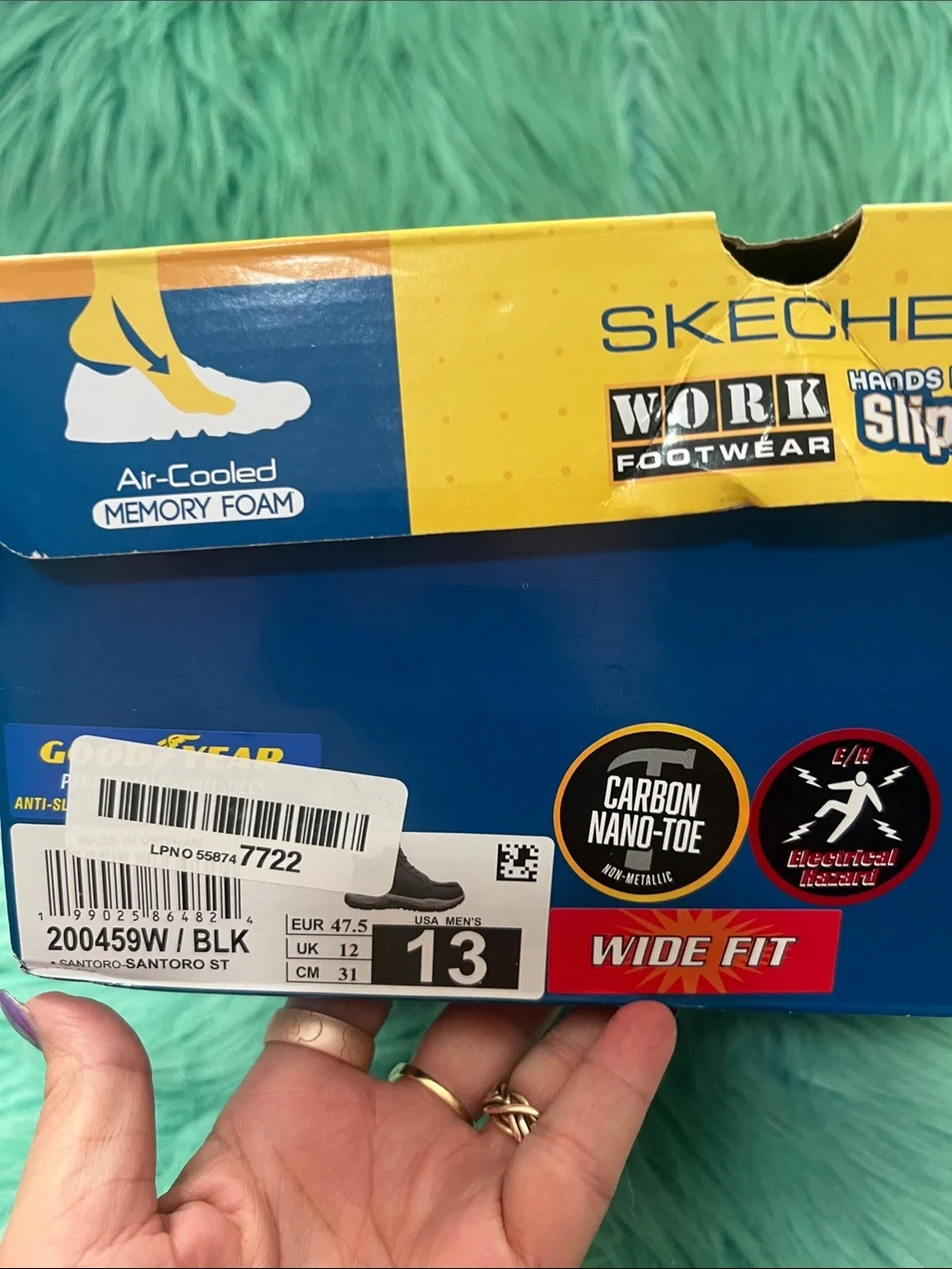Like new Skechers Work Men's Black Safety Toe Slip-in Boots size 13 in Box